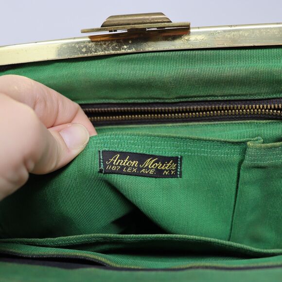 Anton Moritz New York Vintage Custom Bags Needlepoint Handbag Black Floral - Picture 6 of 8